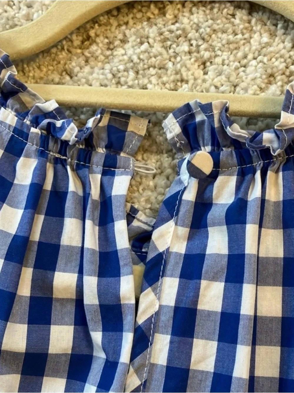 J. Crew Blue and White Gingham Tiered Dress